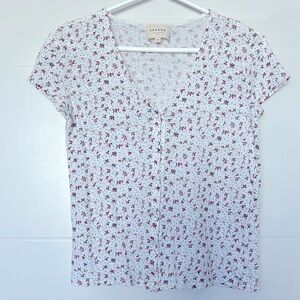 Sezane 100% linen t-shirt floral print XS